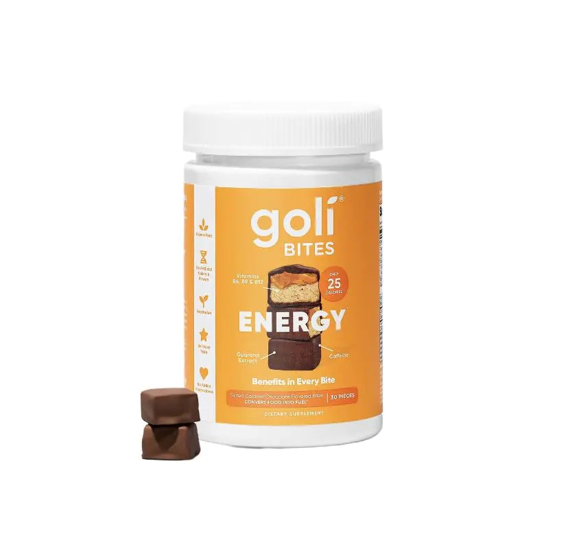 Goli Nutrition Energy Bites Salted Caramel Chocolate Flavor Caffeinated Vegetarian Gluten Free and No Added Preservatives 30 Pieces (Pack of 1)
