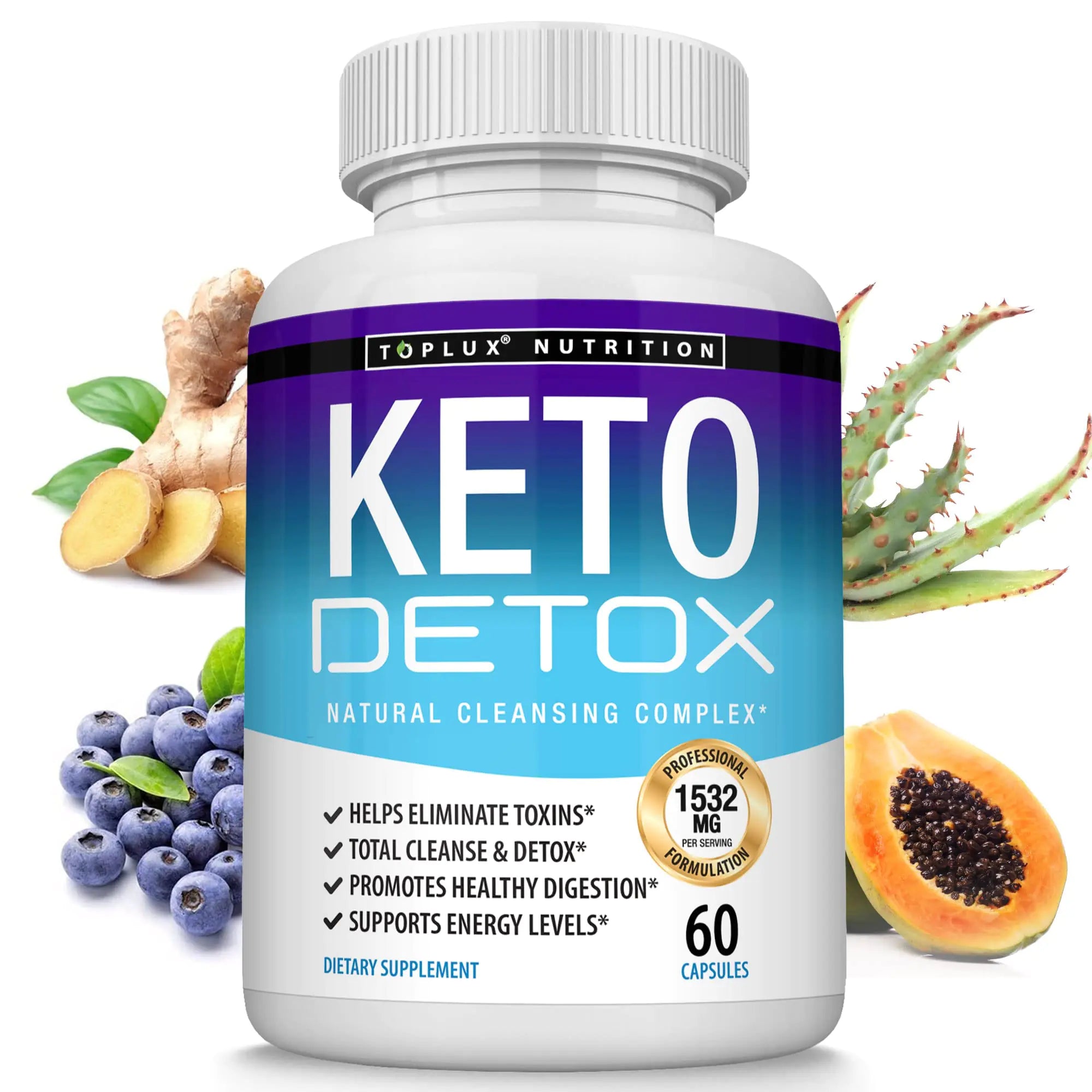 Toplux Keto Detox Pills Advanced Cleansing Extract – 1532 Mg Natural Acai Colon Cleanser Formula Flush Toxins & Excess Waste for Men Women 60 Capsules Supplement